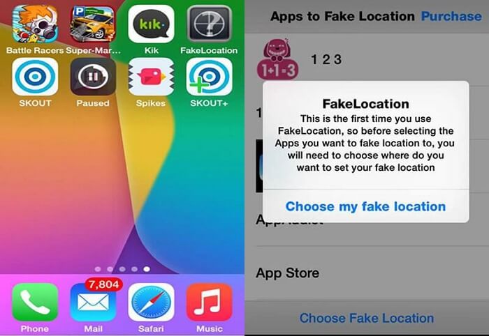 click Choose my fake locations | Change Location on Skout