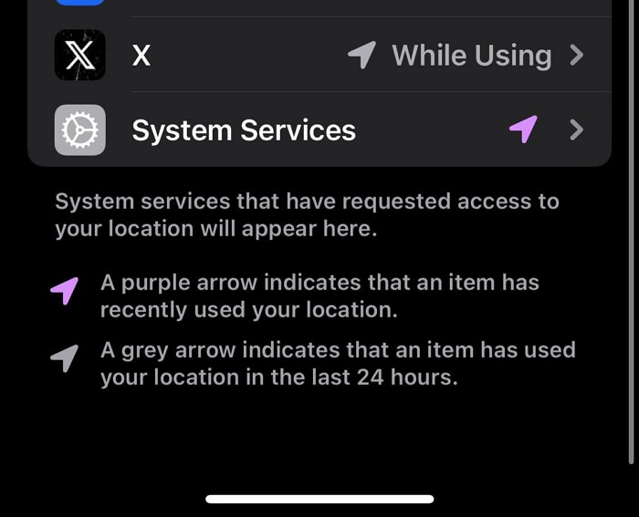 システムサービスをタップ | Appleマップの場所が間違っている