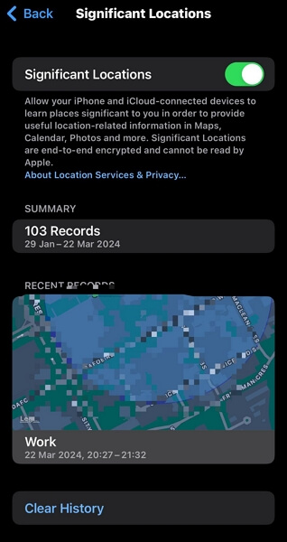 select Clear History | Apple Maps Location Wrong