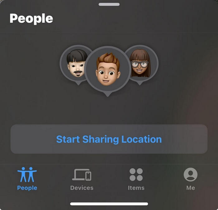 select Start Sharing Location | Fake Your Location on iPhone Without Computer