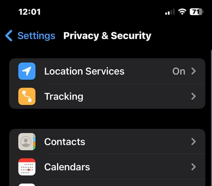 tap Location Services option | Stop Sharing Location On iMessage