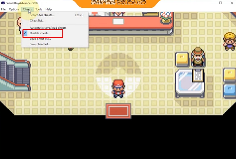 Cheats deaktivieren | Cheat für seltenes rotes Bonbon in Pokemon Feuer