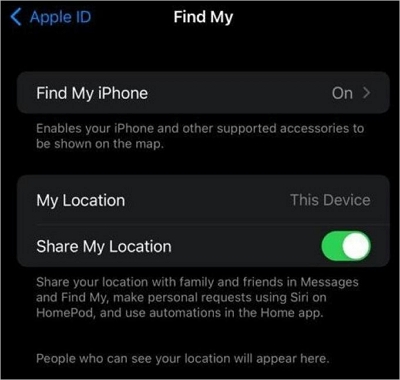 Enable the toggle Location Services | Share My Location is Greyed Out