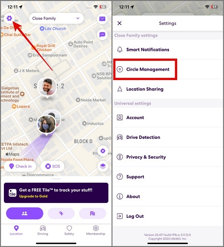 select Circle Management | Leave a Circle on Life360