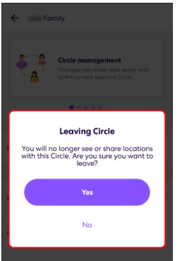 click Yes | Leave a Circle on Life360