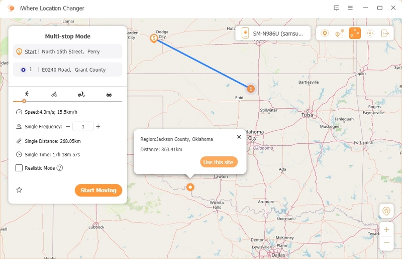 set waypoints and destination | iwhere multi stop mode