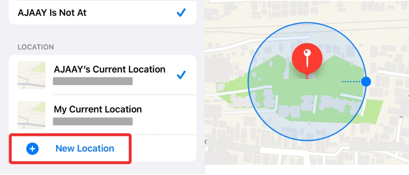 choose a relevant place | iphone last location shows last week