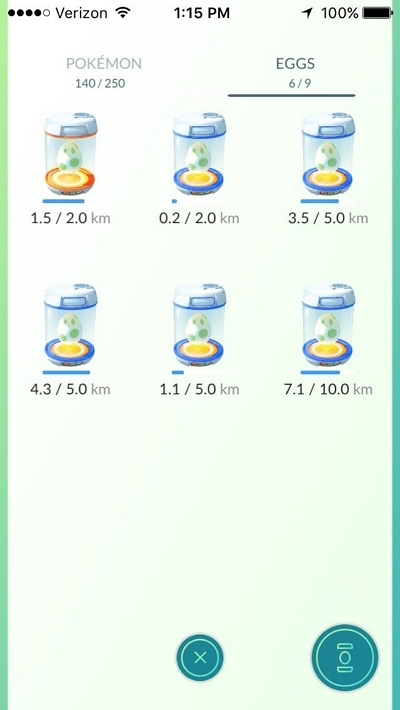Place eggs in incubators | hatch eggs pokemon go