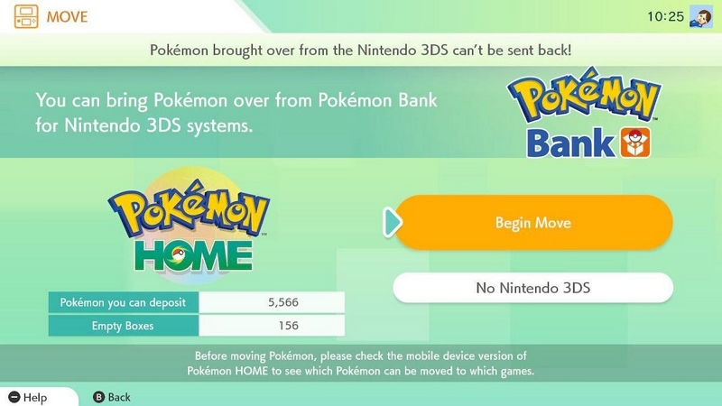 begin move | transferring pokemon from go to home