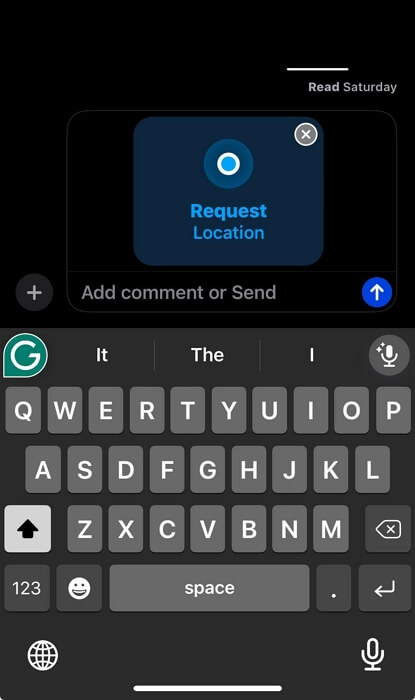 tap Send | Request Location on iPhone