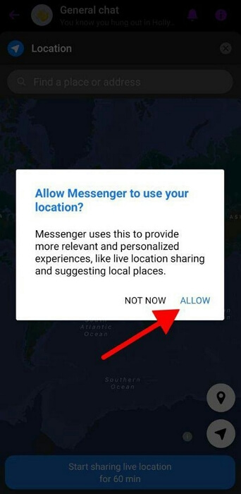 allow Messenger to access location | Share Location on Messenger