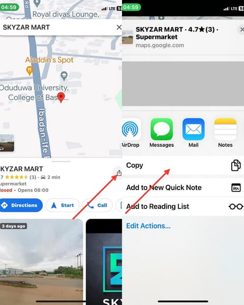 share location in map | Add Location to Instagram