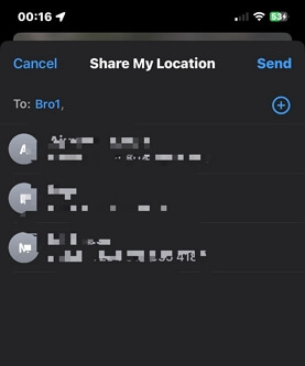 choose Contact | Request Location on iPhone