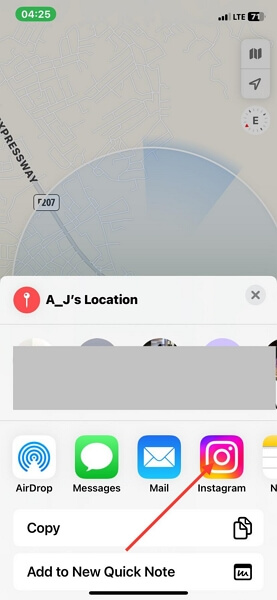 Apple マップの位置情報の Instagram への共有 | Instagram で位置情報を送信