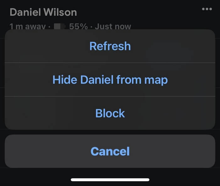 tap Hide from Map | Stop Seeing Someone Location