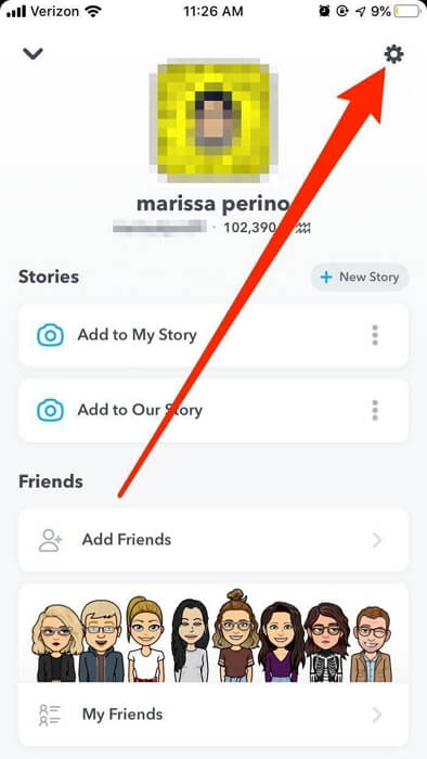 設定をタップ Snapchat | Snapchatで位置情報の共有を停止