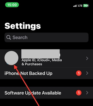 tap Apple ID name | Hide Shared Location iPhone