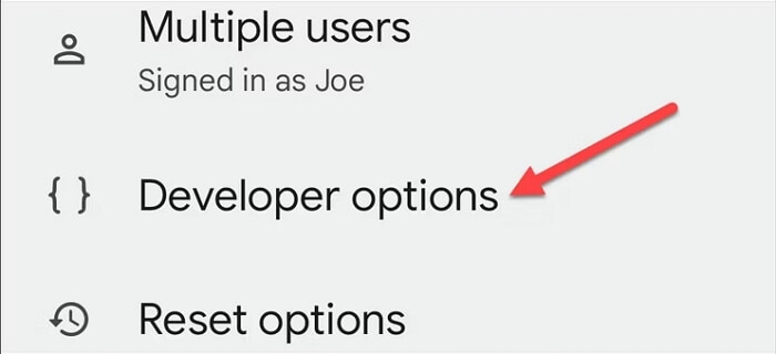 tap Developer options | Trick ADP Location