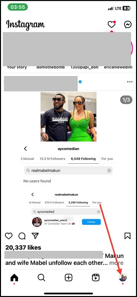 Instagramプロフィールアイコンをタップ | Instagramに位置情報を追加