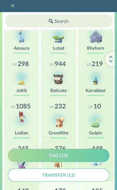 selecting any others | transferring pokemon from go to home