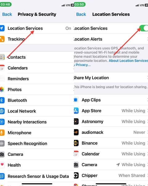 tap Location Services | Location Not Working on Instagram