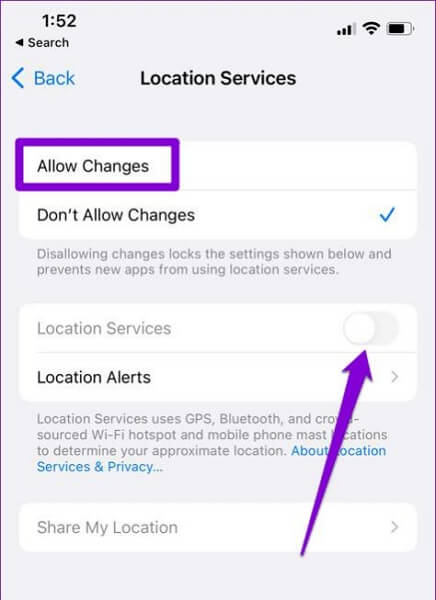 turn Location Services green | iPhone Location Services Not Working