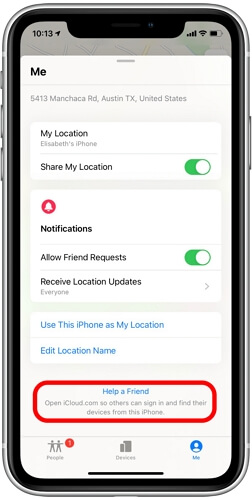 Use This iPhone as My Location | Location Services off