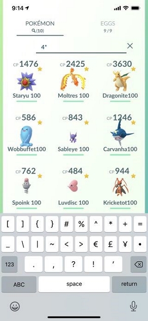 Use search filters | 100 iv pokemon go