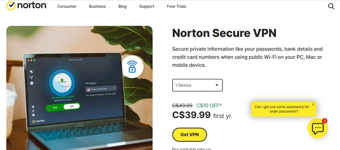 Norton VPN の使用 | iPhone で位置情報を変更する